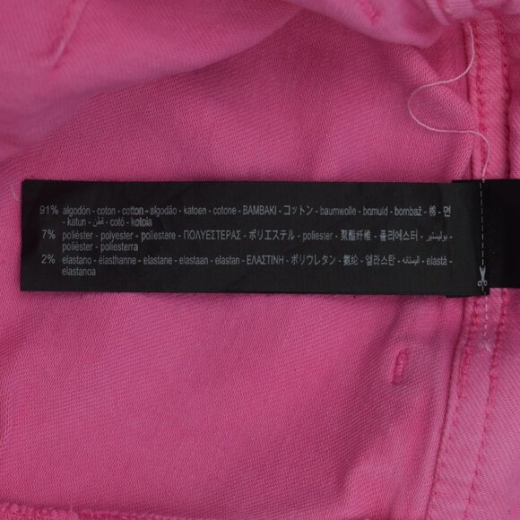 Zara Hot Pink Marine Jeans Womens Size 0 High Rise Wide Leg Raw Hem - Picture 3 of 6